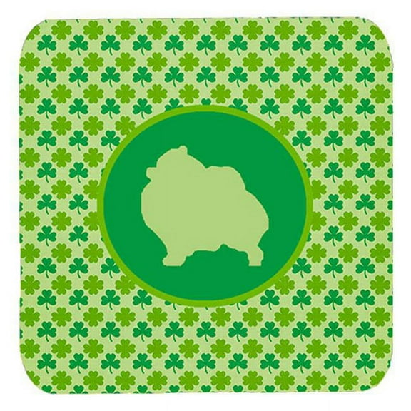 Pomeranian Lucky Shamrock Foam Coasters, Set Of 4
