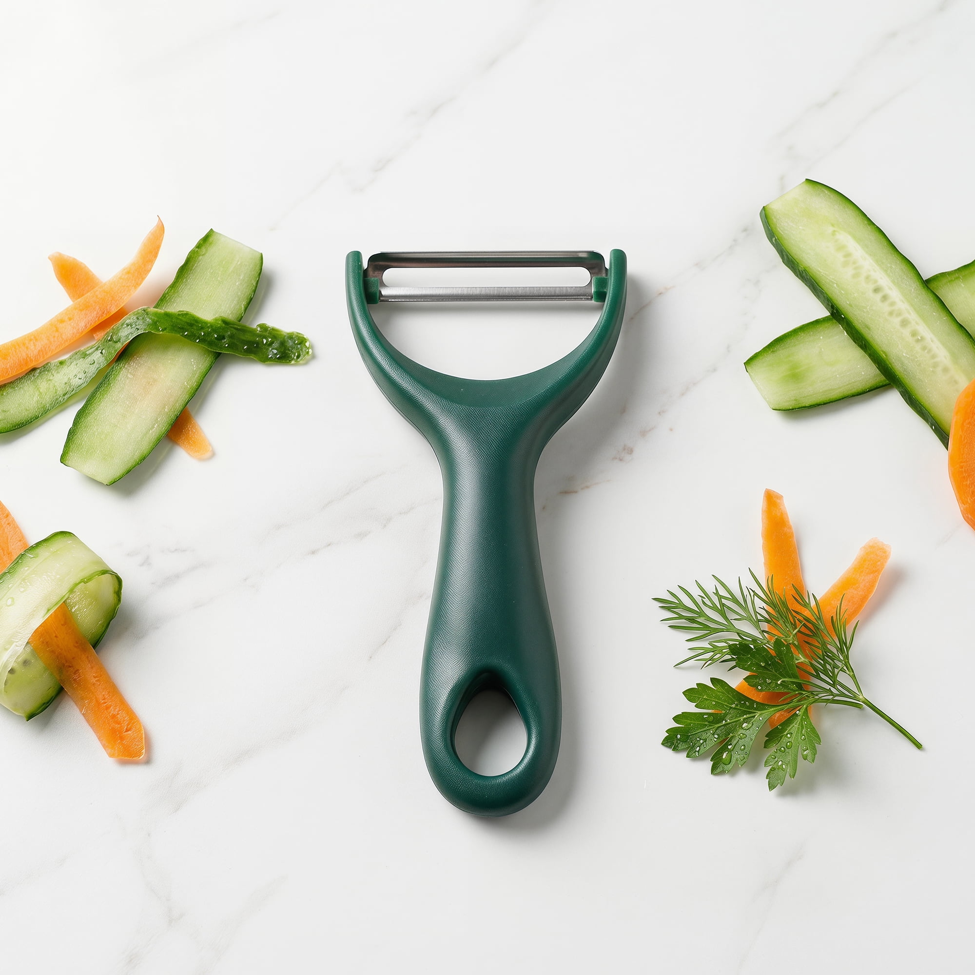 Unique Bargains Vegetable and Apple Peeler with Ergonomic Handle Dark Green 5.1x2.4 inch