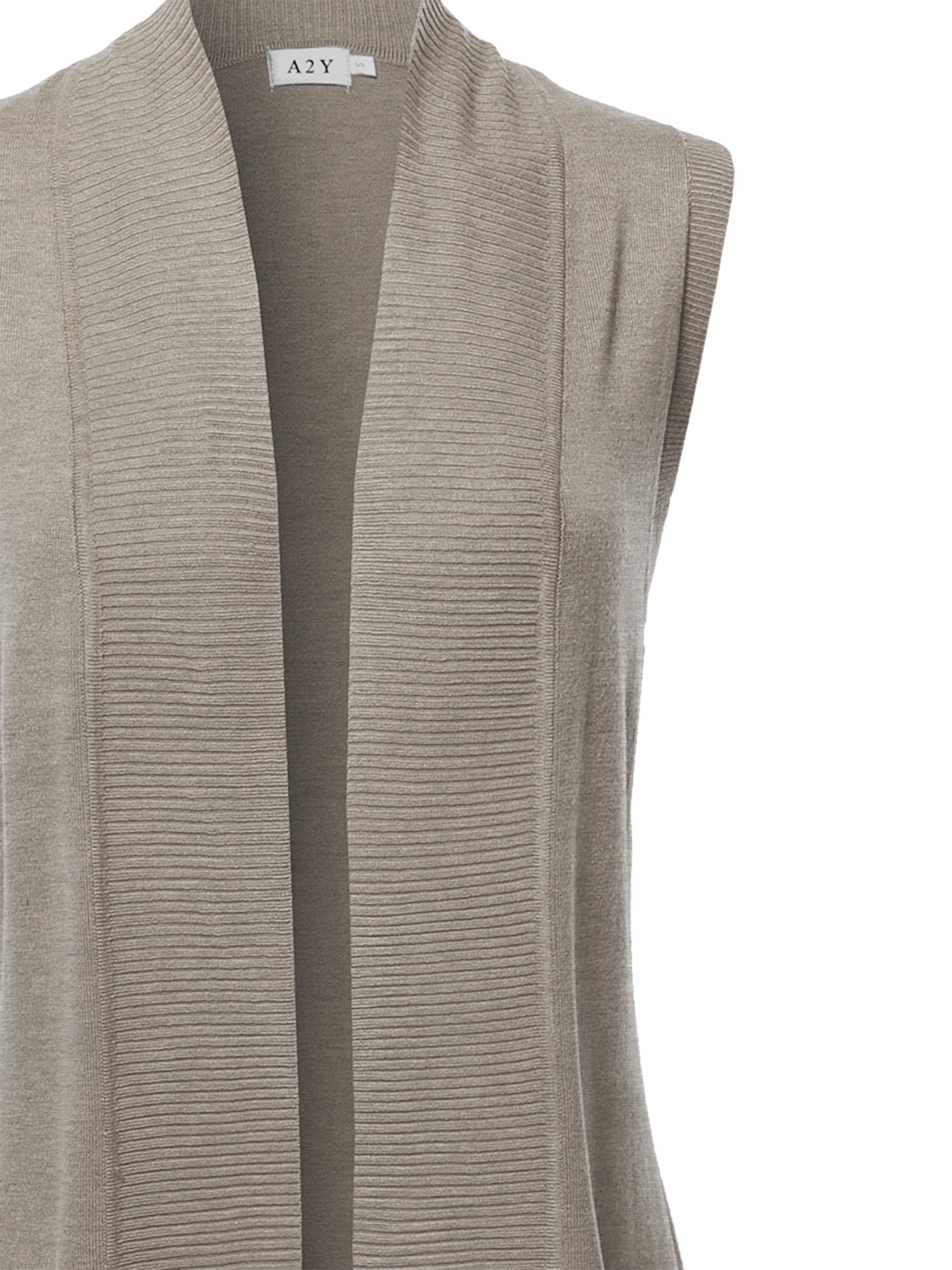 A2Y Women's Open Front Long Sleeveless Draped Side Pockets Vest Knit Sweater  Camel S - Walmart.com