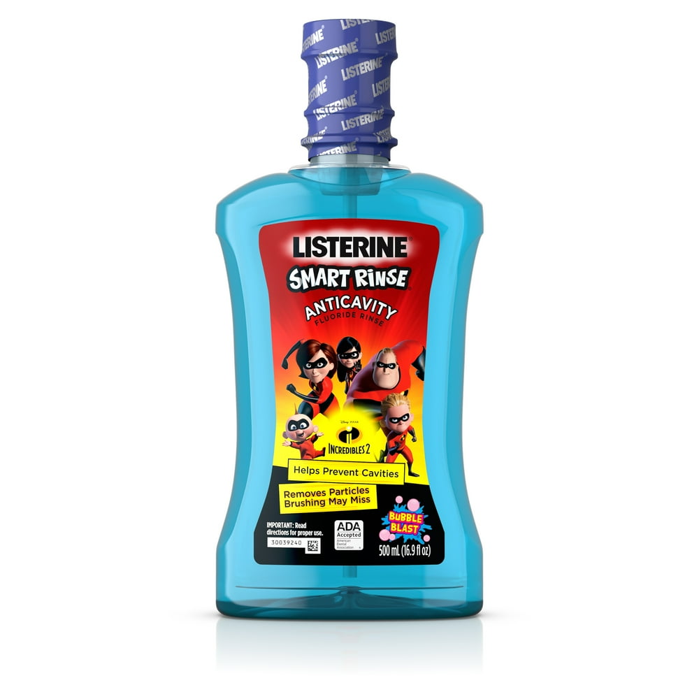 Listerine Smart Rinse Kids AlcoholFree Mouthwash, Bubble Gum, 500 mL