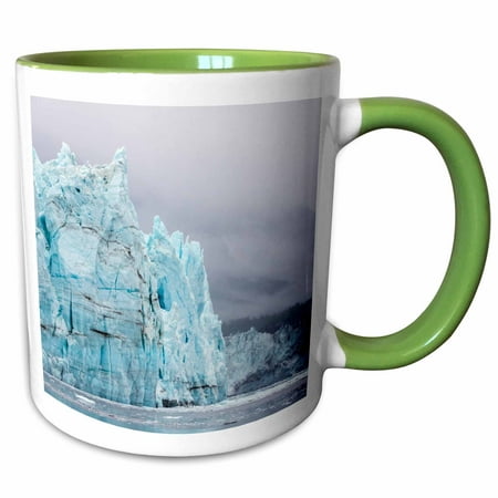 - 3dRose Alaska, Glacier Bay NP. Margerie Glacier and forested mountain. - Two Tone Green Mug, 11-ounce