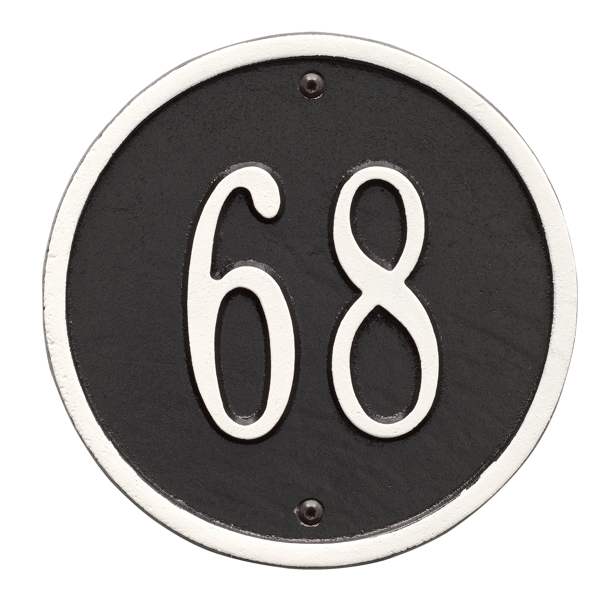 Personalized Whitehall Products 6-Inch One-Line Round Address Plaque in Black White by Whitehall