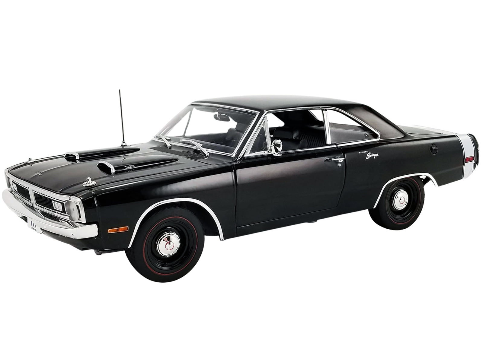 1970 Dodge Dart Swinger 340 Black with White Tail Stripe Limited Edition to  738 pieces Worldwide 1/18 Diecast Model Car by ACME