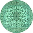 thumbnail image 1 of Ahgly Company Indoor Round Persian Turquoise Blue Traditional Area Rugs, 7' Round, 1 of 4