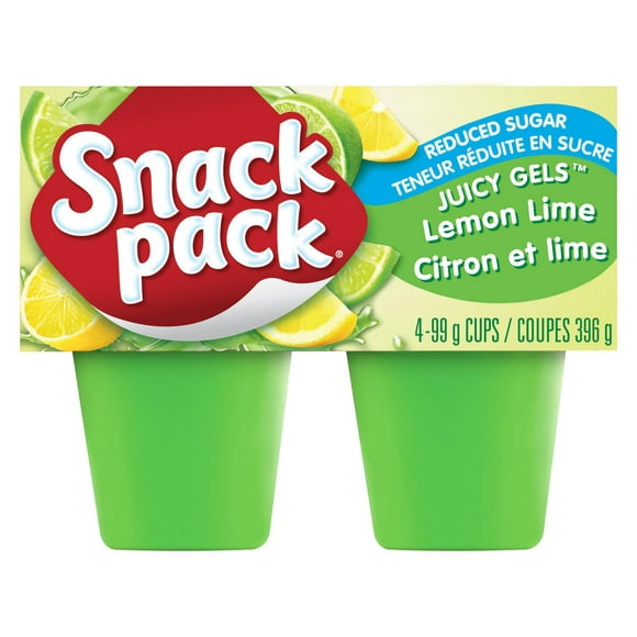 Snack Pack® Juicy Gels® Reduced Sugar Lemon Lime Fruit Juice Cups, 4 Cups, 396 g