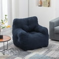 thumbnail image 2 of Modern Soft Tufted Foam Bean Bag Chair with Teddy Fabric, Ergonomic Backrest, Large Beanbag Lazy Sofa for Living Room, Dining Room, Bedroom, Shop Mall, Dark Blue, 2 of 7