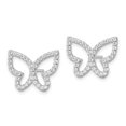 thumbnail image 3 of FJC Finejewelers 925 Sterling Silver Button  Polished CZ Open Butterfly Post Earrings 13 x 17 mm, 3 of 6