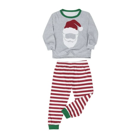 

Honeeladyy Christmas Parent-child Set Striped Print HomeWear Pajamas Two-piece Child Set Red Sales Online