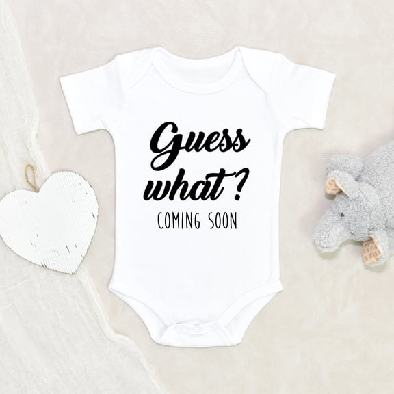 Pregnancy Announcement Baby Clothes - Guesses What's Coming Soon Baby Clothes - Newest Baby Clothes