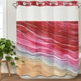 thumbnail image 3 of Red Ombre Coastal No Hook Shower Curtain Waterproof,Bathroom Curtains with Snap in Liners and See Through Top Window,Summer Nautical Beach Ocean Seaside Hotel Style Bathtub Curtains Shower 72"Wx78"L, 3 of 8