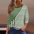 thumbnail image 7 of Ayolanni Trendy T Shirts for Women Striped Going Out 3/4 Sleeve Scoop Neck Blouse Fitted Ladies Shirts Tops for Women Green L, 7 of 7