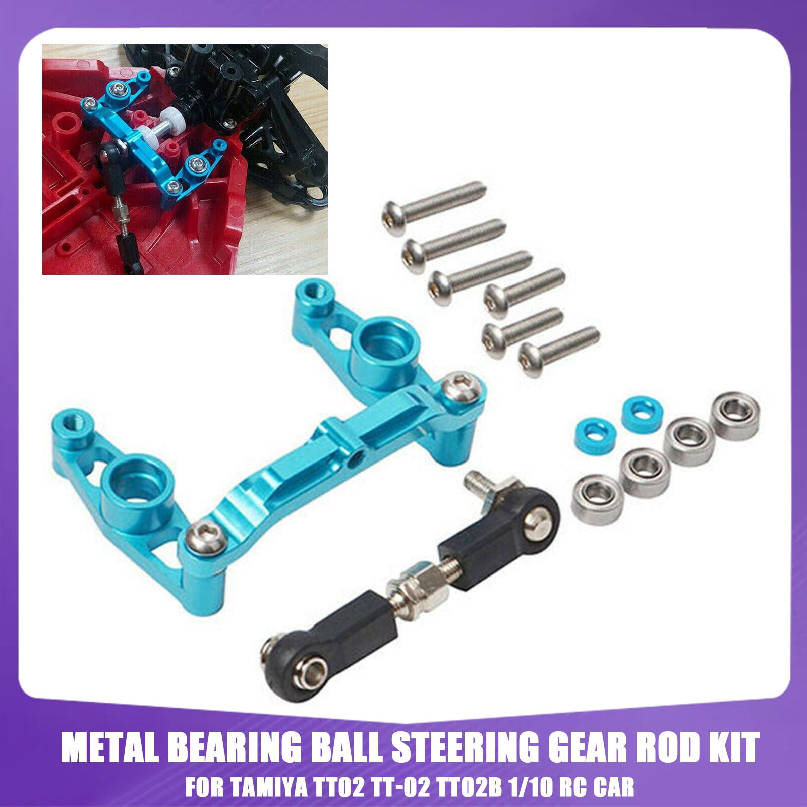 Metal Bearing Ball Steering Gear Rod Kit for Tamiya TT02 TT-02 TT02B 1/10 RC Car