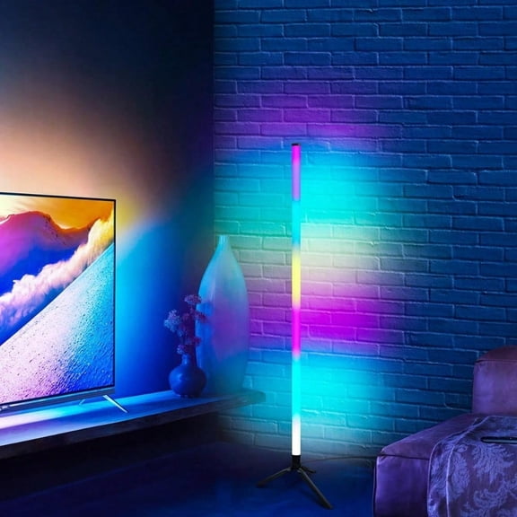 Corner Floor Lamp With Music Sync, Smart Modern LED Corner With Remote Control, RGB LED Corner Lamp Changing Ambience Light, Color Changing Standing Floor Lamp For Living Room Gaming Room