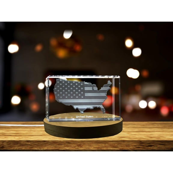 United States 3D Engraved Crystal 3D Engraved Crystal Keepsake/Gift/Decor/Collectible/Souvenir