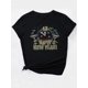 thumbnail image 5 of Camiseta para Mujer Traje de VeranoWomen's Festive Black T-Shirt with Colorful New Year's Eve Champagne & Clock Print - Casual Round Neck, Short Sleeve, Polyester, Machine WashableFather's Day, Moth, 5 of 7