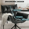 thumbnail image 3 of TEWLOSS Swivel Accent Chair Set of 2 Faux Leather Armchair with Metal Legs, Black, 3 of 12