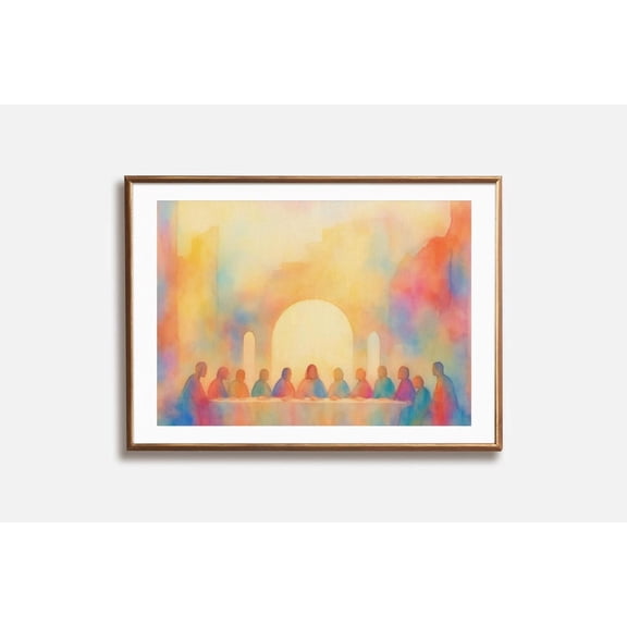 The Last Supper Print Pastel Christian Art Decor, Unframed Paper Poster 8x10in