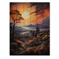 thumbnail image 3 of Designart "Village at Sunset A Van Gogh-Inspired Artwork II" Vangogh Print on Natural Pine Wood, 3 of 5