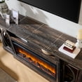 thumbnail image 6 of FlowSun Farmhouse TV Stand with 36'' Electric Fireplace, LED Entertainment Center with Crescent Roman Arched Glass Doors for 80'' TV,Dark Rustic Oak, 6 of 7