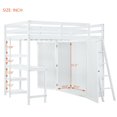 thumbnail image 5 of Aukfa Loft Bed with Wardrobe, Wood Full Size Loft Bed with Desk and Shelves for Kids Adults - White, 5 of 8