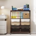 thumbnail image 7 of BEHERZT 8 Drawers Storage Cart with Wooden Top, Multipurpose Utility Rolling Cart with Opening Shelf&Wheels, Brown, 7 of 7