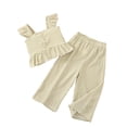 thumbnail image 6 of Caqnni Toddler Baby Girl Summer Clothes Floral Short Sleeve Shirt Top and Shorts Cute Ribbed Outfit Clothing Set 2Pcs Summer Playwear Beach Outfits 6-7 Years,Green, 6 of 6
