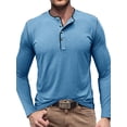 thumbnail image 1 of TRKIYQC Camiseta para Hombre, Manga Larga con Cuello Henley y Cierre con Botones, Tops de Otoño Ajustados, Ropa de Calle para Diario Informal TRKIYQC moda, 1 of 7