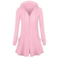 thumbnail image 2 of Long Cardigans for Women Hooded Sweatshirts Zip Up Long Hoodie Jacket Lightweight Tunic Top Open Front Hoodie, 2 of 5
