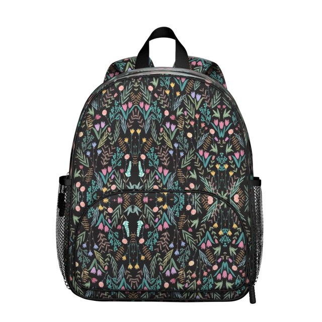 Boho Tropical Floral Students Backpack - Watercolor Flower Pattern and Abstract Floral Watercolor Design, Lightweight Waterproof School Bag