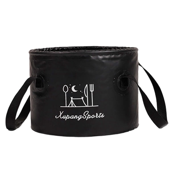 Cubo plegable impermeable para pesca al aire libre y mochilero. 20L Negro