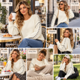 thumbnail image 4 of Women's Sweaters Fall Long Sleeve Crew Neck Oversized Pullover Tops Winter Fashion Versatile Sweater Tops, 4 of 8