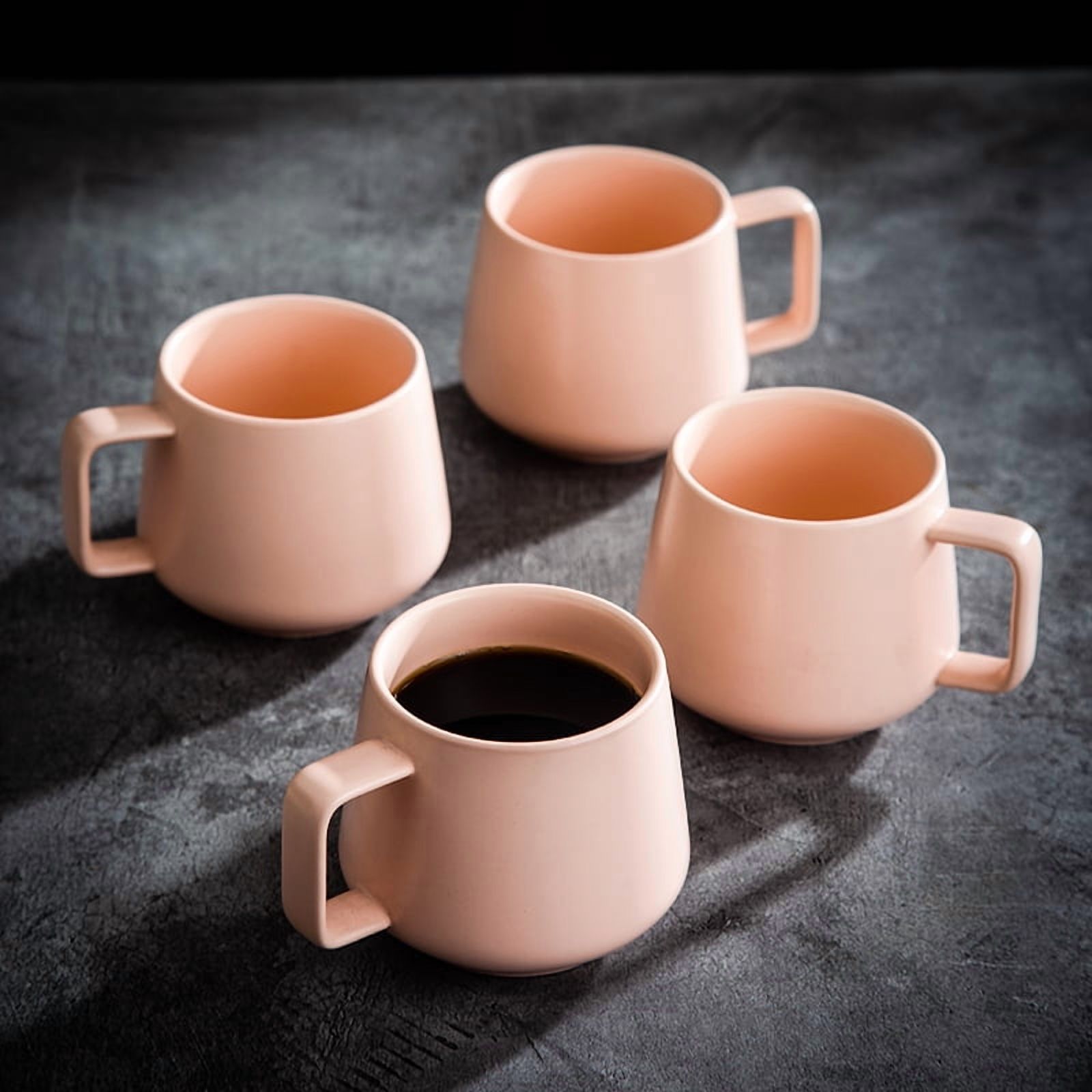 Pink mugs coffee and tea 12 oz set of 4 Durable