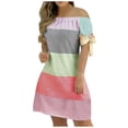 thumbnail image 2 of SMihono Robe Maxi Bohème d'Été pour Femmes Grande Taille Mode Féminine Manches Courtes Imprimé Fleurs Robe Pull Plage Robe d'Été, 2 of 6