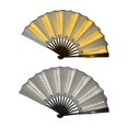 thumbnail image 1 of 2 ventiladores plegables para regalo, ligeros, de mano, decorativos, duraderos, para accesorios, suministros para fiestas y clubes nocturnos, utilería para s de Blanco amarillo Hugo Abanico plegable, 1 of 9