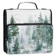 thumbnail image 2 of Water-Resistant 3-Ring Binder Organizer with Multiple Pockets Zipper Binder Bag for Office Green Snowy Forest Scene, 2 of 8