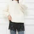 thumbnail image 2 of Women Eyelash Floral Lace Shirt Extender Layered Faux Top Hem Lower Sweep Skirt, 2 of 13