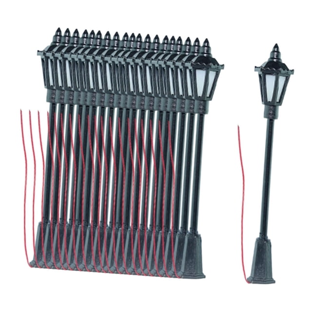 HILABEE 1/87 Scale Post Light DIY Accs Miniature Outdoor Lighting for Window Display 10pcs