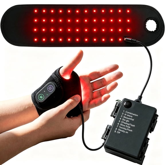 Kovaria Therawrap for Carpal Tunnel,Cordless Red Therapy Wristband 3 Heat Settings,660nm & 850nm Light Therapy Device with 1200mAh Rechargeable Wrist Wrap for Daily Use