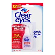 Clear Eyes Eye Drops Lubricant Redness Reliever, Handy Pocket Pack 0.2 Fl Oz / 6 Ml (Pack of 6)