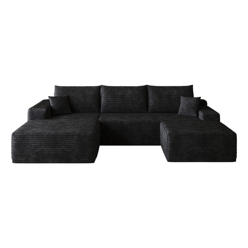 107" Cloud Sectional Sofa with Ottoman, U-Shaped Modular Couch with Deep Seats, Modern Minimalist Upholstered Sofa with Chaise, Plush Corduroy Living Room Sofa, No Assembly Required