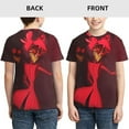 thumbnail image 3 of Radio Demon Alastor Hazbin Hotel Teen T-Shirt Crewneck Short Sleeve Double-Sided Print Summer Tee Shirts Top For Youth Boys Girls Children Large, 3 of 7