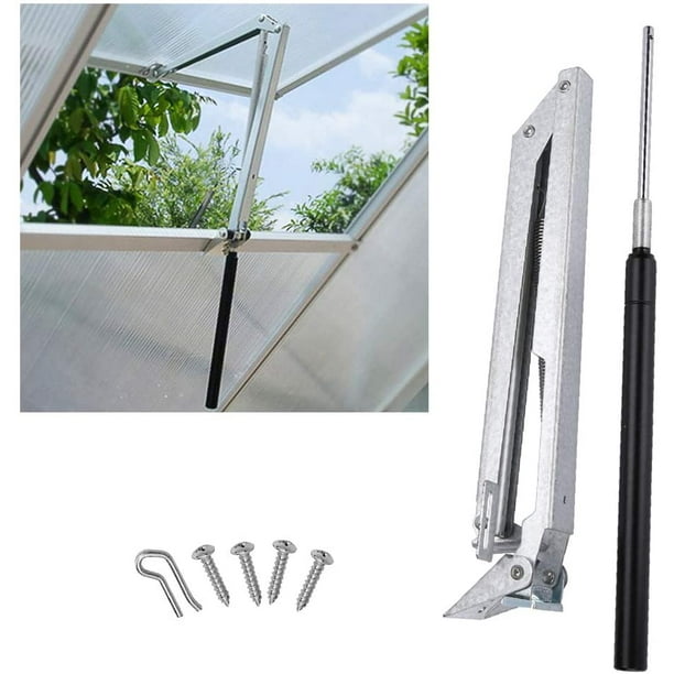 Abreventanas automático de un solo resorte para casetas de jardín, invernaderos y ventiladores de techo, elevalunas Accionamiento de ventanas de chapa de aluminio galvanizado hasta 7 kg Adepaton LKX-0595
