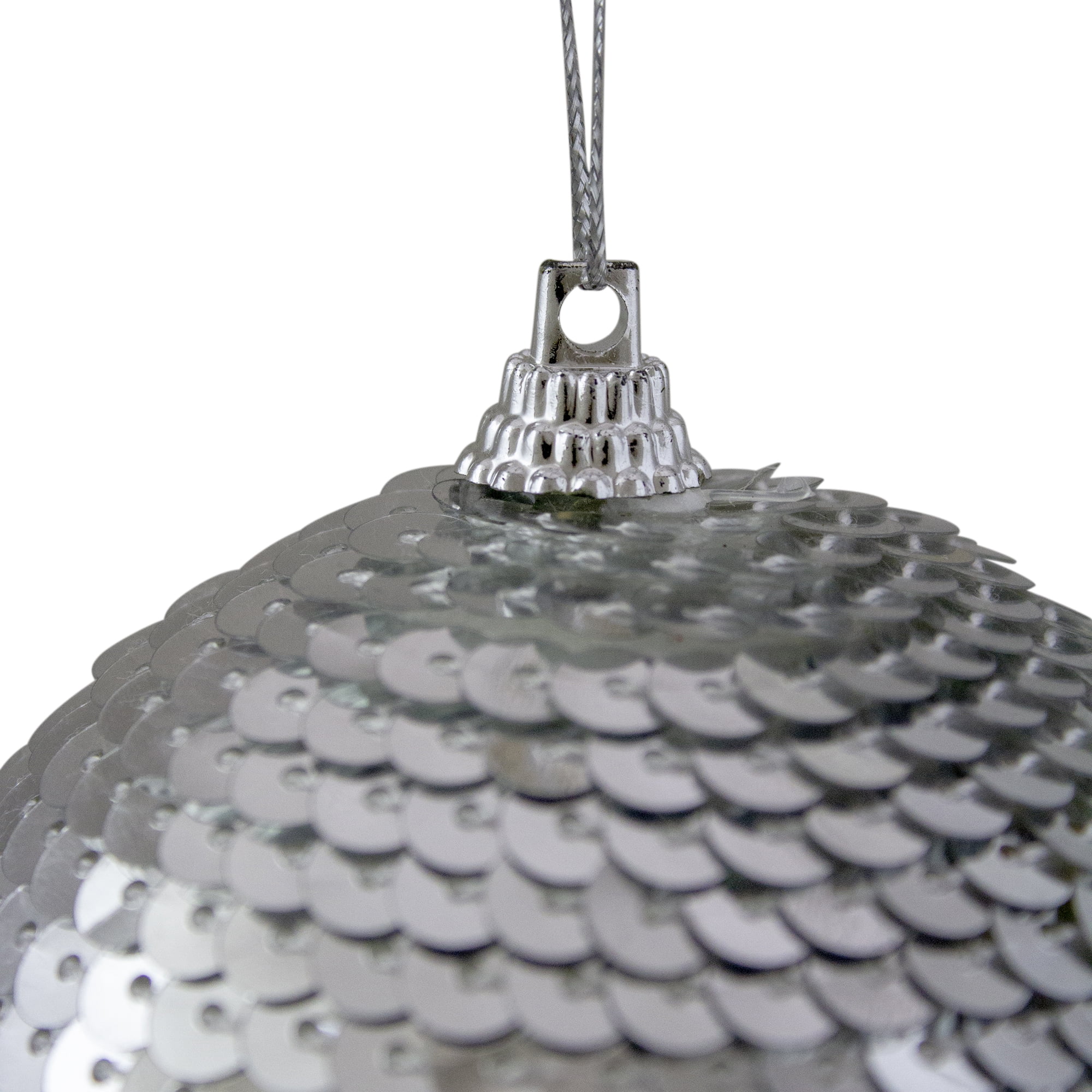 Silver Sequin Shatterproof Ball Christmas Ornament 3.14" (80mm)