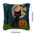 thumbnail image 2 of DIY Halloween Embroidered Pillow Kit, Printed Needlework Canvas with Yarn for Half Cross Stitch Cushion Cover, Handmade Fall Sofa Decor, Creative Crafting and Seasonal Home Accent, C, 2 of 6