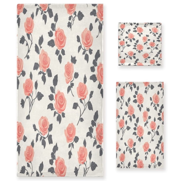 Three-Piece Towel Set Face Towel Towel Set Hand Towel Bath Towel Cotton Bath Towels Bath Towel Sets Hand Bath Towels Pretty Rose2