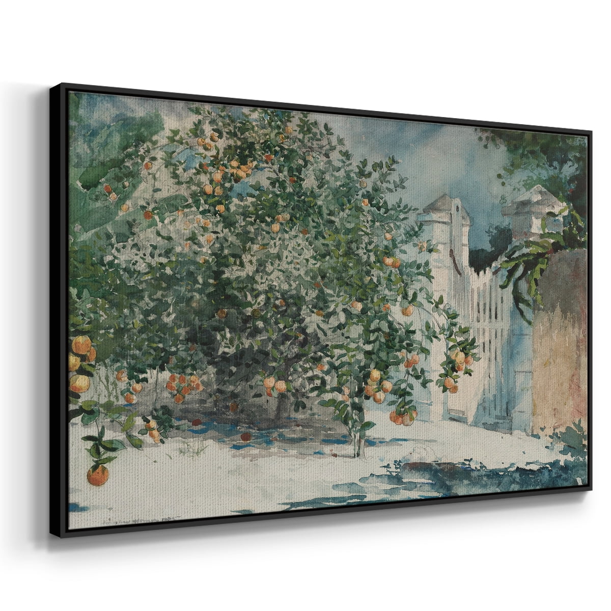Vintage Botanical Print-L By Wexford Home Framed in Black Wood Gallery Wrapped Canvas 25 in. x 37 in.
