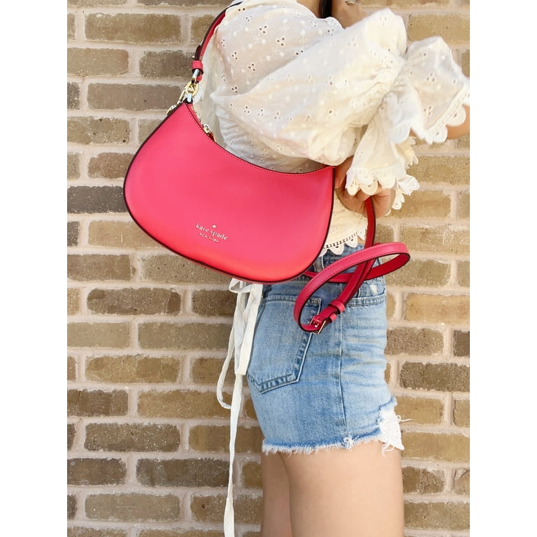 Kate Spade Staci Half Moon Small Shoulder Bag Crossbody Deep Water Pink -  ShopperBoard