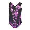 thumbnail image 2 of FOR U DESIGNS Soft Beach Sport Swimsuit Purple Butterfly Kids Toddler Girls One Piece Bathing Suit Cute Sleeveless V Neck Swimwear Size 9-10 Years, 2 of 8