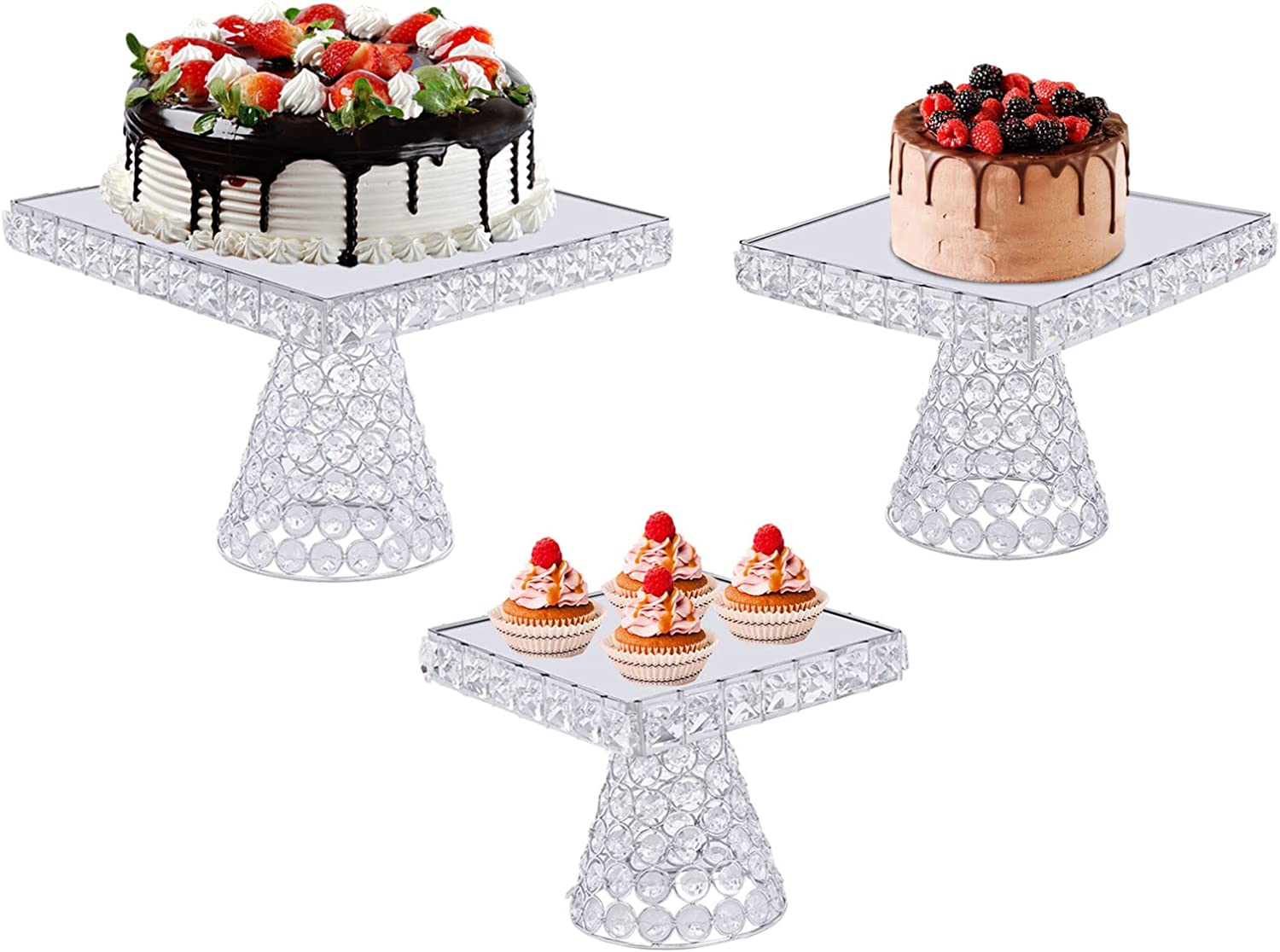 Miumaeov Metal Cupcake Cake Display Stand Set Dessert Pedestal Mirror