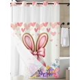 thumbnail image 3 of No Hook Shower Curtain with Snap-in Liner, Easter Waterproof Fabric Bathroom Curtains, Spring Rabbit Ear Colorful Eggs Love Flowers Bath Curtains & Mesh Top Window 60"x72", 3 of 9
